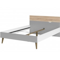 Asti Euro Double Bed - White/Oak  Angled View