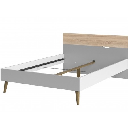 Asti Euro Double Bed - White/Oak  Angled View