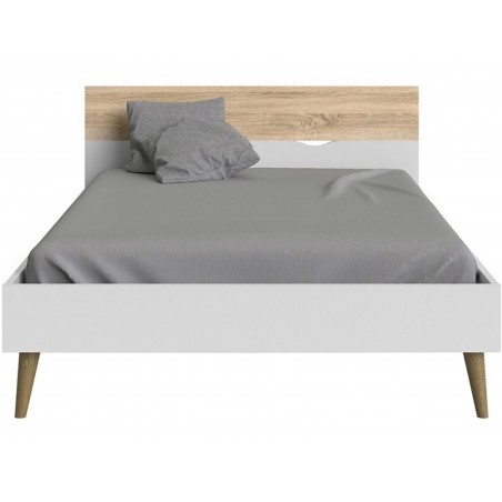 Asti Euro Double Bed - White/Oak Dressed Front View