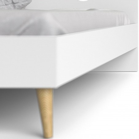 Asti Euro Double Bed - White/Oak Length