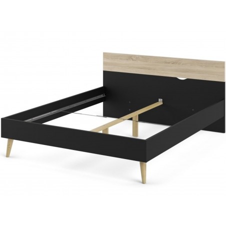 Asti Euro King size Bed - Oak/Black Angled View