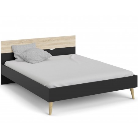 Asti Euro King size Bed - Oak/Black Dressed