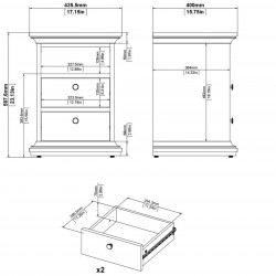 Marlow Bedside Cabinet - Dimensions 1