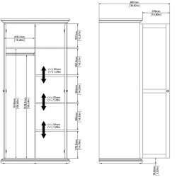Marlow Two Door Wardrobe - Dimensions 2