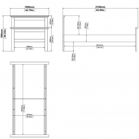 Marlow Single Bed - Dimensions