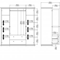 Marlow Four-Door & Two Drawer Wardrobe - Dimensions 2