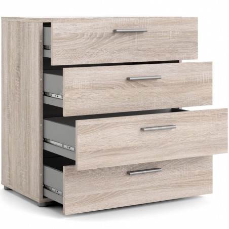 Pepe Four Drawer Chest - Truffle Oak Open Drawers