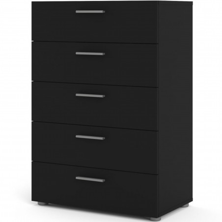 Pepe Five Drawer Chest - Black  Angled View