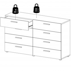Pepe Eight Drawer Wide Chest - Dimensions 3
