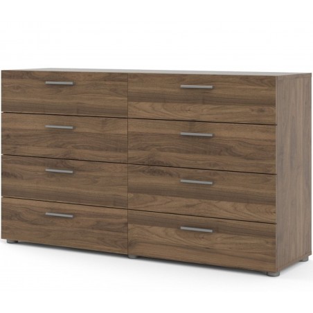 Pepe Eight Drawer Wide Chest - Walnut Angled View