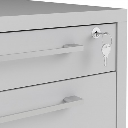 Prima 4 Drawer Mobile File Cabinet - White Drawer front Detail