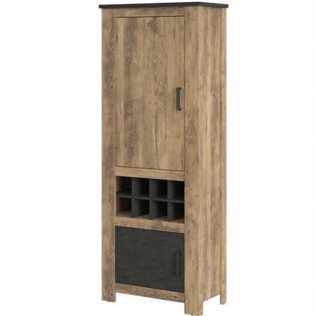 Rapallo Two Door Cabinet with Wine Rack Angled View