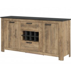 Rapallo Two Door Two Drawer Sideboard with Wine Rack Angled View