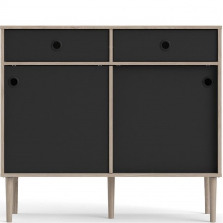 Rome Two Door & Two Drawer Sideboard - Oak/Black Front View