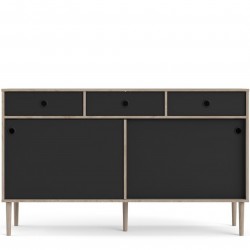Rome Two Door & Three Drawer Sideboard - Oak/Black Front View