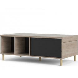 Rome Coffee Table with Sliding Top - Oak/Black Angled View