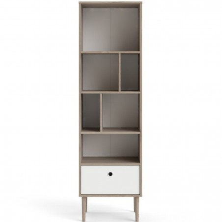 Rome One Drawer Bookcase - Oak/White Front View