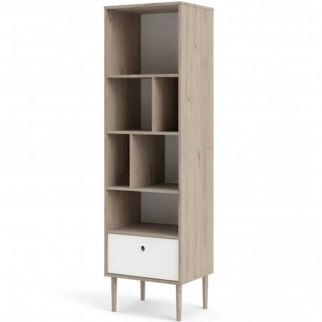 Rome One Drawer Bookcase - Oak/White Angled View