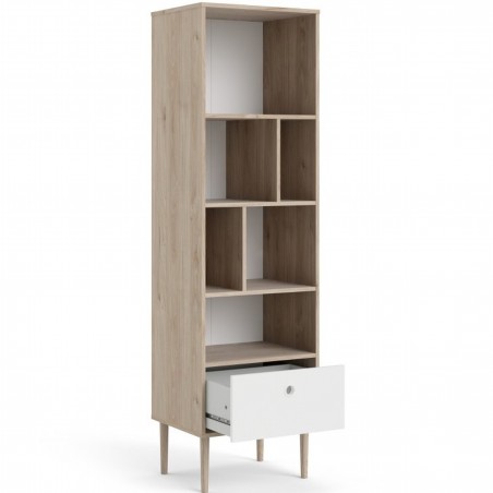 Rome One Drawer Bookcase - Oak/White Open Drawer