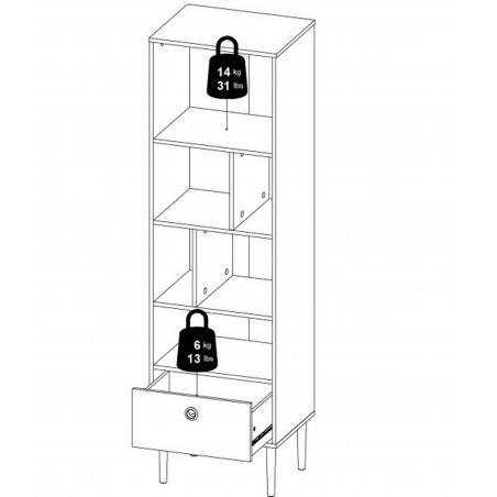 Rome One Drawer Bookcase - Dimensions 3