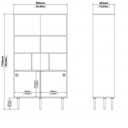 Rome Two Door Bookcase - Dimensions 1