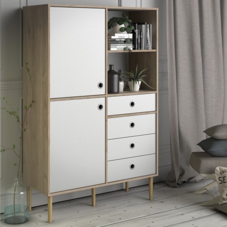 Rome Two Door Four Drawer Bookcase - Oak/White Mood Shot