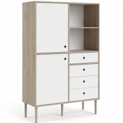 Rome Two Door Four Drawer Bookcase - Oak/White