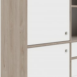Rome Two Door Four Drawer Bookcase - Oak/White Front Detail