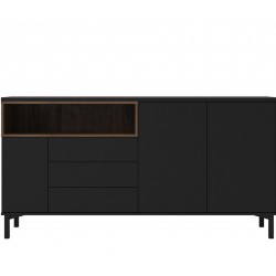 Rye Large Sideboard in black and walnut, Front view