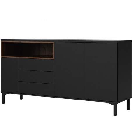 Rye Large Sideboard in black and walnut, Angle view