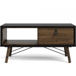 Tula Coffee Table in matt black and walnut, front view