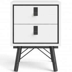 Tula Two Drawer Bedside Cabinet - Matt White Front View