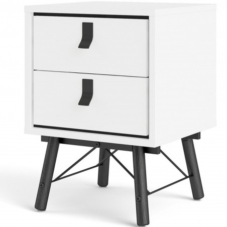 Tula Two Drawer Bedside Cabinet - Matt White Angled View