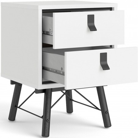 Tula Two Drawer Bedside Cabinet - Matt White Open drawers