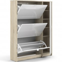 Barden Shoe Cabinet with 3 Tilting Doors and 2 Layers +1 Door Open