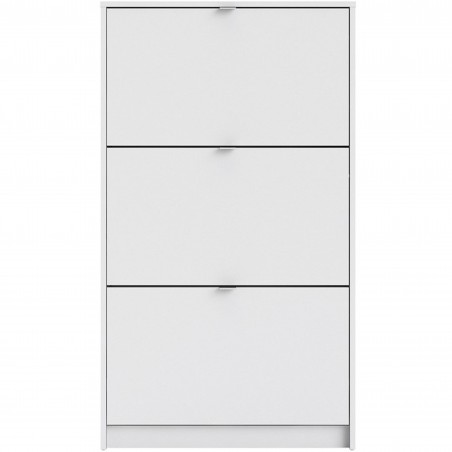Barden Shoe Cabinet with 3 Tilting Doors and 2 Layers - White front View