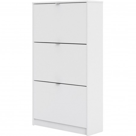 Barden Shoe Cabinet with 3 Tilting Doors and 2 Layers - White Angled View