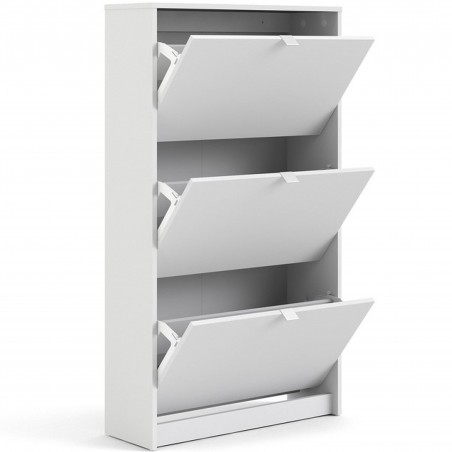 Barden Shoe Cabinet with 3 Tilting Doors and 2 Layers - White Open