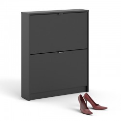 Barden Shoe Cabinet with 2 Tilting Doors and 1 Layer - Matt Black Mood shot