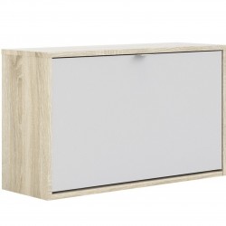 Barden Shoe Cabinet with 1 Tilting Door and 2 Layers - White/Oak
