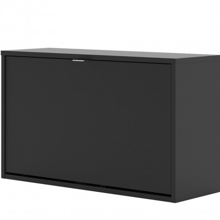 Barden Shoe Cabinet with 1 Tilting Door and 2 Layers - Matt Black Angled View