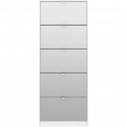 Barden Shoe Cabinet 5 Mirror Tilting Doors - White Front View