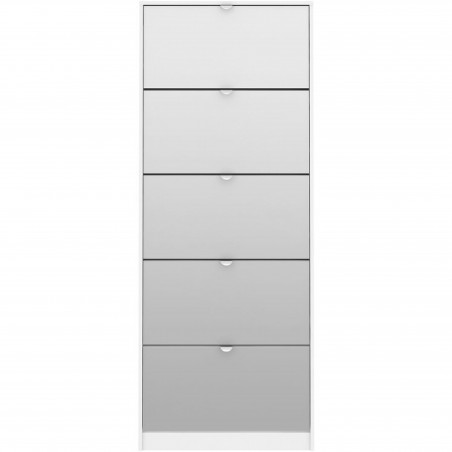 Barden Shoe Cabinet 5 Mirror Tilting Doors - White Front View