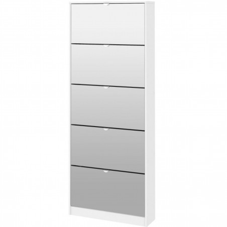 Barden Shoe Cabinet 5 Mirror Tilting Doors - White Angled View