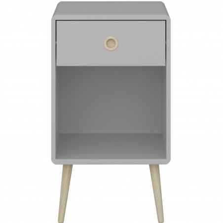 Struer One Drawer Bedside Table - Grey Front View