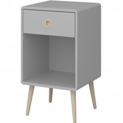 Struer One Drawer Bedside Table - Grey Angled View