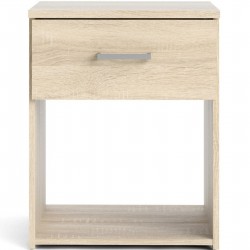 Space One Drawer Bedside Cabinet - Oak Front View