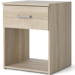 Space One Drawer Bedside Cabinet - Oak Angled View