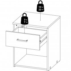 Space One Drawer Bedside Cabinet - Dimensions 3