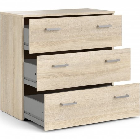 Space Three Drawer Chest - Oak Open Drawers